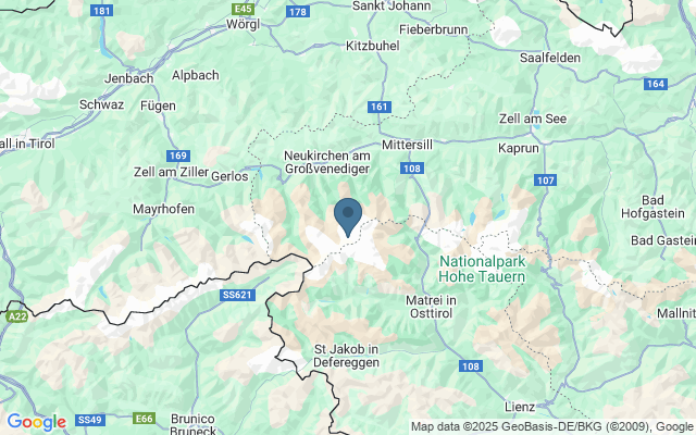 Kaart met locatie Nationaal Park Hohe Tauern